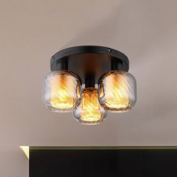 Globo Ceiling lamp Xia, Ø 37 cm, smoke grey, 3-bulb, glass