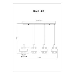 Globo Milley hanging light, length 110 cm, bronze-coloured, 4-bulb.