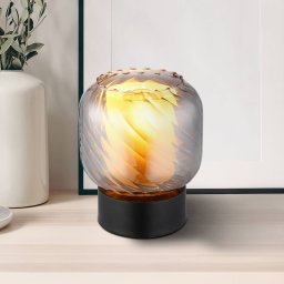 Globo Table lamp Xia, height 17 cm, smoke grey, glass