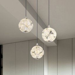 Globo Virina LED hanging light, Ø 42 cm, transparent, crystal, 3-bulb