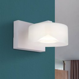 Globo LED wall light Belinda, white, width 15 cm, glass