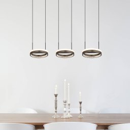 Globo Della LED hanging light, length 82 cm, dark grey, metal, 3-bulb