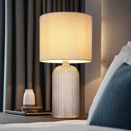 Globo Sofia table lamp, grey, height 50 cm, fabric/glass