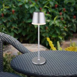 Globo LED solar light, metal, silver-coloured, height 41 cm, IP44