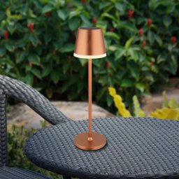 Globo LED solar light, metal, copper-coloured, height 41 cm, IP44