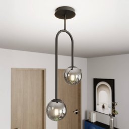 EMIBIG LIGHTING Atria ceiling lamp, smoke grey/black, height 76 cm, 2-bulb.