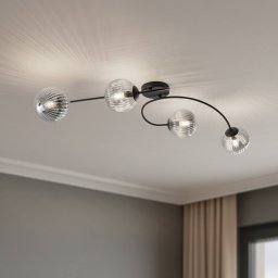EMIBIG LIGHTING Vibra ceiling lamp, smoke grey/black, length 110 cm, 4-bulb.