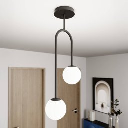 EMIBIG LIGHTING Atria ceiling lamp, opal/black, height 76 cm, metal, 2-bulb.