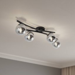 EMIBIG LIGHTING OPUS ceiling lamp, length 84 cm, smoke grey/black, 4-bulb.