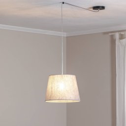 EMIBIG LIGHTING Ascot hanging light, Ø 38 cm, grey, fabric, decentralised