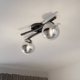 EMIBIG LIGHTING OPUS ceiling lamp, length 60 cm, smoke grey/black, 2-bulb.