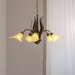ONLI Alga pendant light, 5-bulb, iron, glass, Florentine
