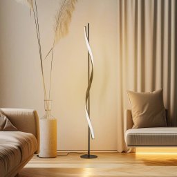 Lindby Munja LED floor lamp, black, metal, dimmable