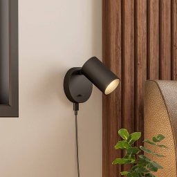 Deko-Light Wall spotlight CAN TILT, black, Ø 10 cm, metal switch USB