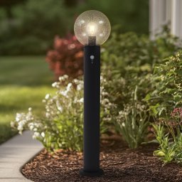 Lindby Dangan path light, clear, 90 cm, glass, sensor
