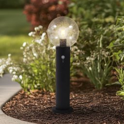 Lindby Dangan pillar light, clear, 60 cm, glass, sensor