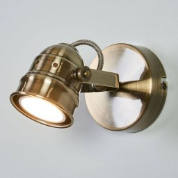 Lindby Leonor wall spotlight, brass, metal, 1-bulb, 9.5 cm