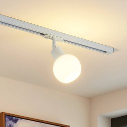 Lindby track spotlight Linaro, E14, white, Ø 10 cm, 1-phase