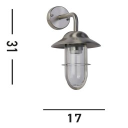 Searchlight Toronto outdoor wall light, IP44, silver, steel, glass, E27