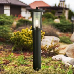Searchlight Pagoda bollard light, IP44, black, height 73 cm, metal
