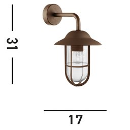 Searchlight Toronto outdoor wall light, rust brown, IP44, steel, glass, E27