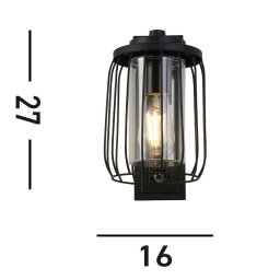 Searchlight Reed IP44 black metal outdoor wall light