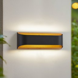Lindby LED outdoor wall light Lenore, black, metal, 36.5 cm