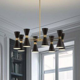 Stilnovo hanging light Megafono, Ø 100 cm, black, 16-flame.