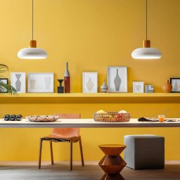 Stilnovo LED hanging light Trepiù, white/yellow, Ø 40 cm, metal