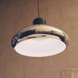 Stilnovo LED hanging light Trepiù, chrome/black, Ø 40 cm