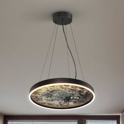 Schuller Valencia Stone LED pendant light, Ø 60 cm, CCT, black, metal, acrylic