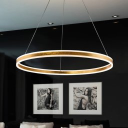 Schuller Valencia LED pendant light Helia, gold-coloured, Ø 100 cm, metal