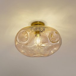 Lindby Lelia ceiling light, amber, glass, Ø 35 cm