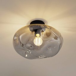 Lindby Lelia ceiling light, smoke grey, glass, Ø 35 cm