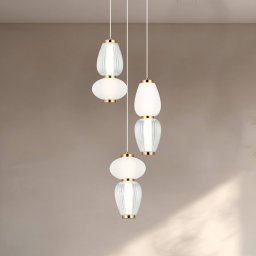 Viokef LED hanging light Shiny, Ø 60 cm, clear/white, glass