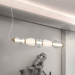 Viokef LED hanging light Shiny, length 83 cm, clear/white, glass