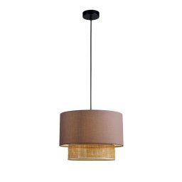 Viokef Rika hanging light, Ø 34 cm, grey/natural, fabric/rattan
