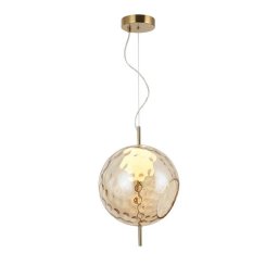 Viokef LED hanging light Dalia, Ø 30 cm, amber/gold, glass