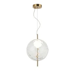 Viokef LED hanging light Dalia, clear/gold, Ø 30 cm, glass