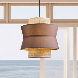 Viokef Rika Double hanging light, Ø 35 cm, grey/natural, fabric