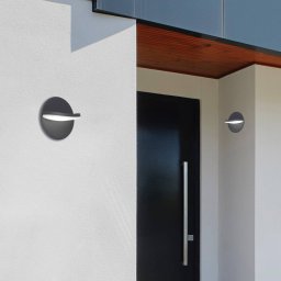 Viokef LED outdoor wall lamp Letty, dark grey, Ø 18 cm, metal, IP65