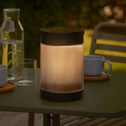 Nordlux Coupar solar table lamp, black, plastic, IP44