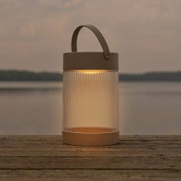 Nordlux Coupar solar table lamp, sand-coloured, plastic, IP44