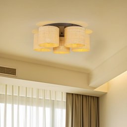 Luminex Jovin ceiling light with five rattan shades