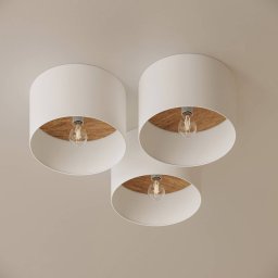 SOLLUX LIGHTING Telesto ceiling light, white, Ø 35 cm, fabric, wood, steel
