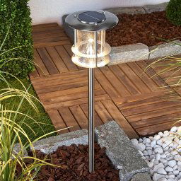 Lindby Sumaya LED solar lamp, stainless steel, 65 cm high, ground spike