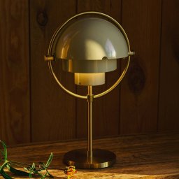 Gubi rechargeable table lamp Multi-Lite, brass/grey, height 30 cm