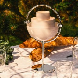 Gubi rechargeable table lamp Multi-Lite, chrome/purple, height 30 cm