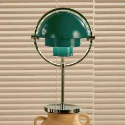 Gubi rechargeable table lamp Multi-Lite, chrome/blue-green, H 30 cm