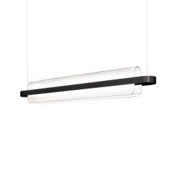 kdln LED pendant light Nami, black, length 150 cm, glass